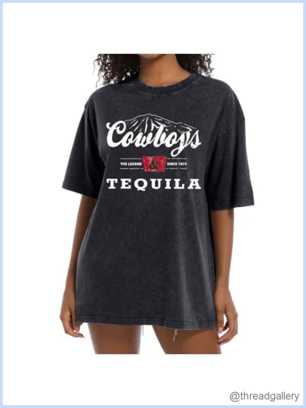 Western Cowboy Cropped T Shirt Acid Wash Graphic Tee